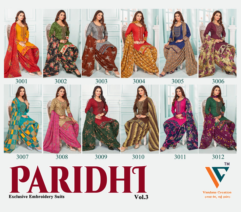 Vandana Creation Paridhi Vol 3 Cotton Neck Embroidery Designer Work Suits