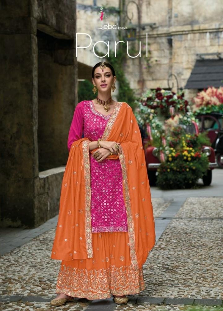 Eba Lifestyle Parul Silk With Embroidery Heavy Designer Suits