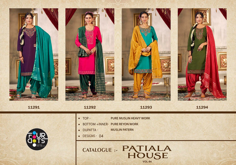 Kessi Fabrics Patiala House Vol 94 Muslin Heavy Work Embroidery Patiyala Suits