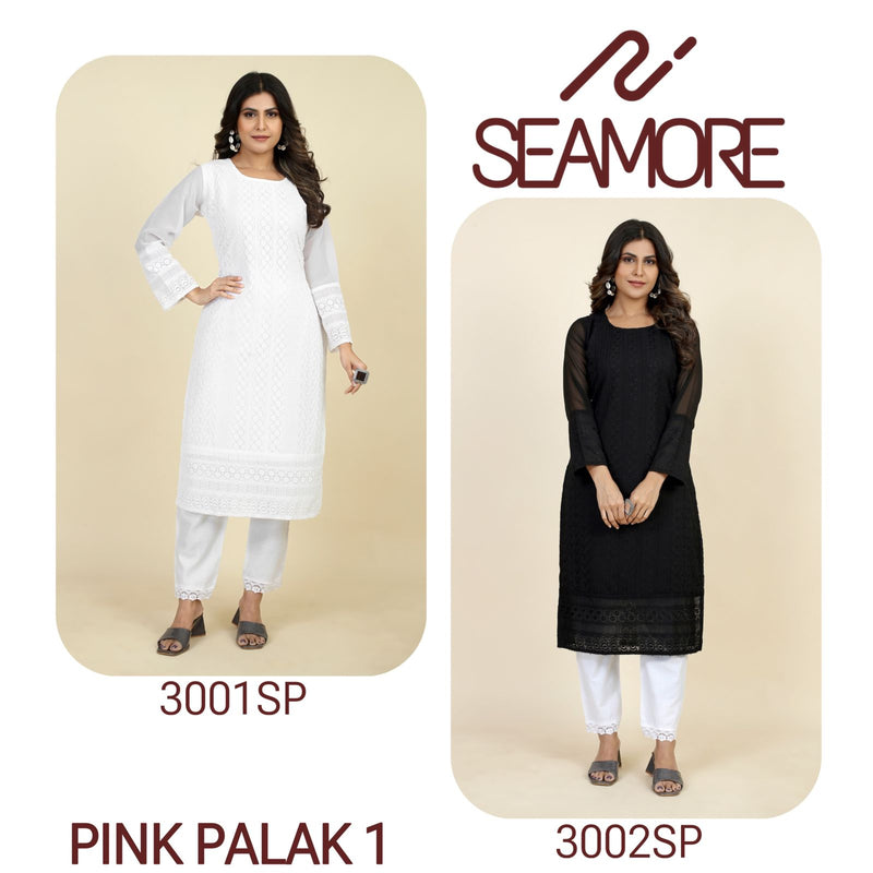 Seamore Pink Palak Vol 1 Georgette Fancy Lakhnavi Readymade Kurti Collection