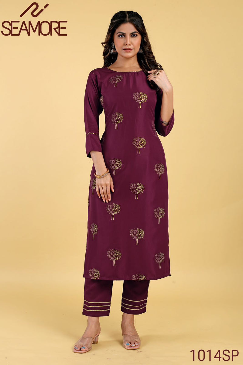 Seamore Pooja Vol 5 Crepe Fancy Straigth Readymade Kurti With Bottom Collection