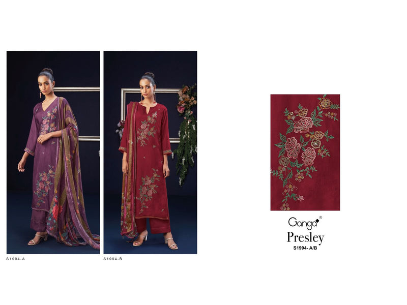 Ganga Presley 1994 Silk With Embroidery Fancy Salwar Suits