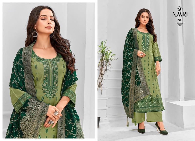 Naari Punch Muslin Jacquard Embroidery Designer Salwar Suits
