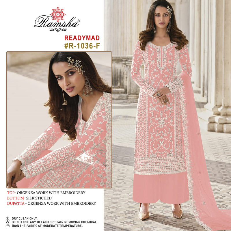 Ramsha R 1036 Nx Organza Fancy Embroidery Designer Ready Made Suits