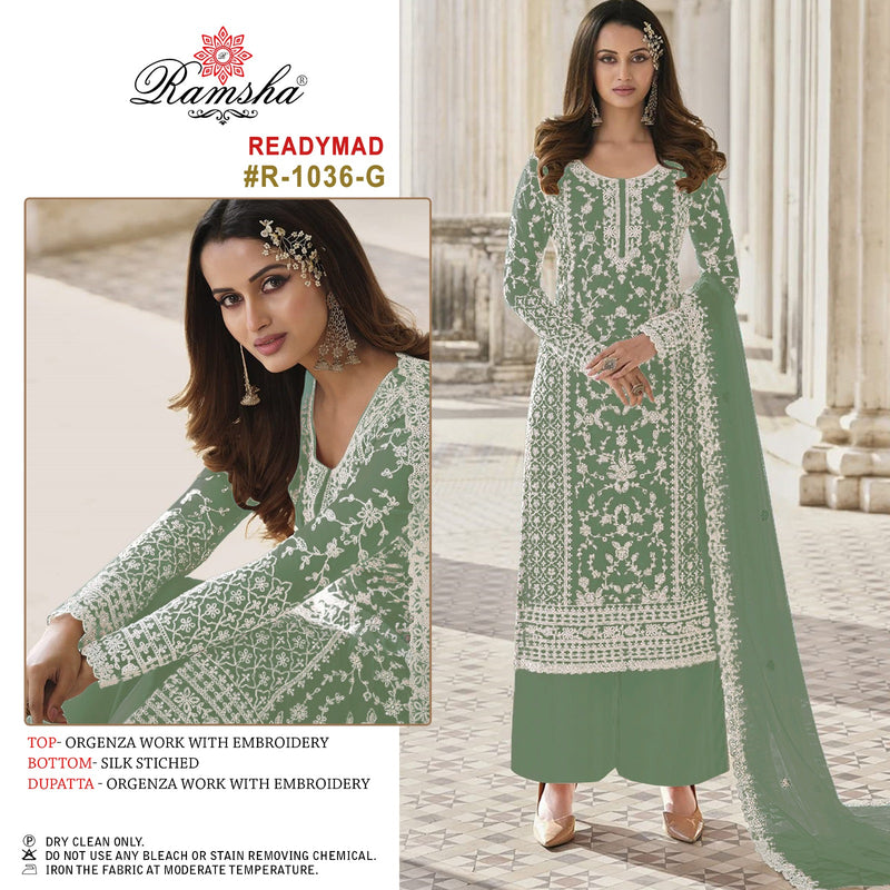 Ramsha R 1036 Nx Organza Fancy Embroidery Designer Ready Made Suits
