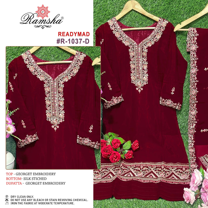Ramsha D No R 1037 Georgette With Embroidery Pakistani Salwar Suits