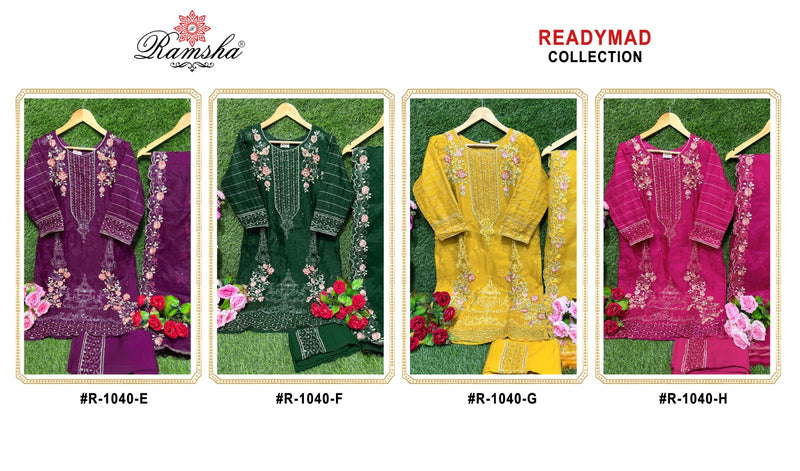 Ramsha R 1040 Nx Organza Embroidery Beautiful Ready Made Suits