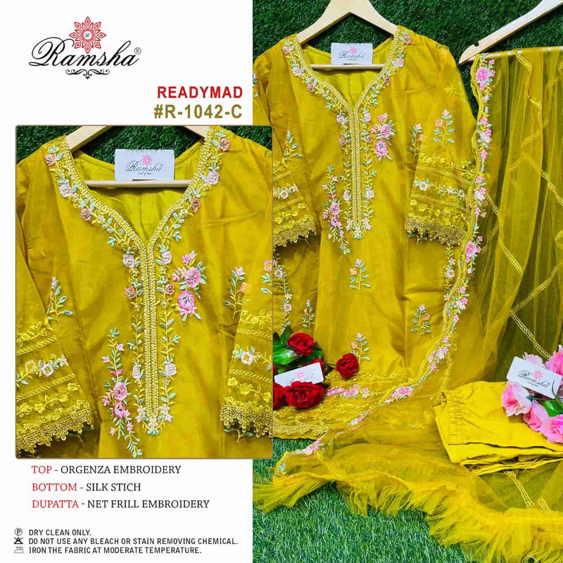 Ramsha D No R 1042 Organza With Embroidered Designer Suit Collection