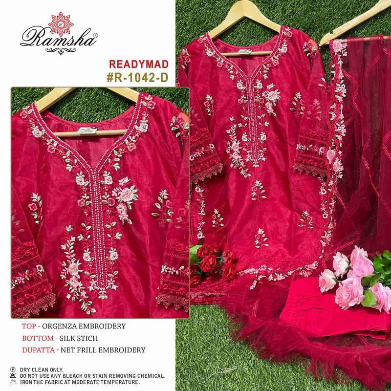 Ramsha D No R 1042 Organza With Embroidered Designer Suit Collection