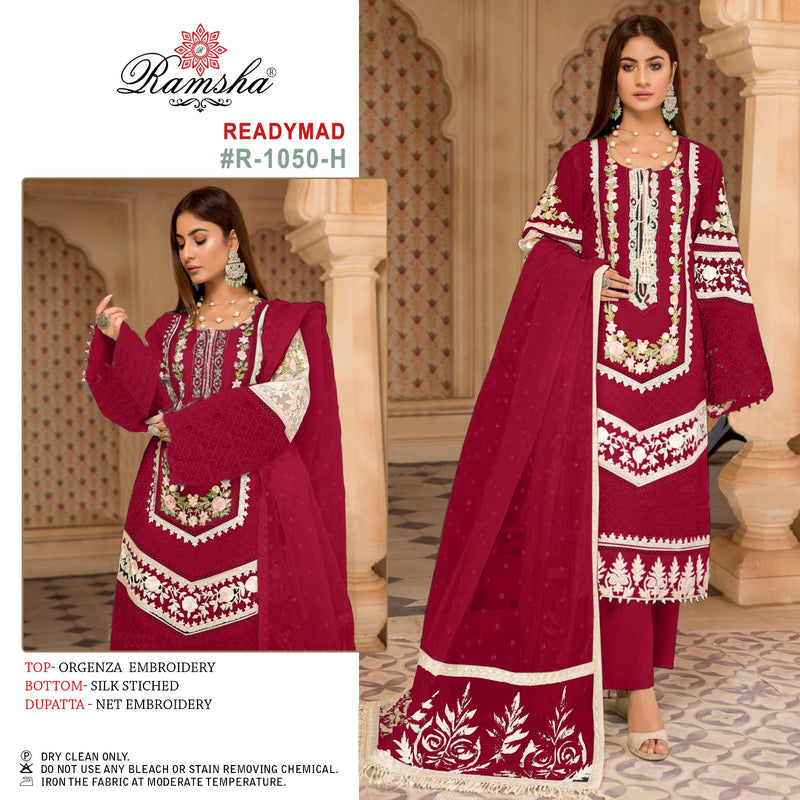 Ramsha R 1050 Organza Embroidery Fancy Pakistani Salwar Suit Collection
