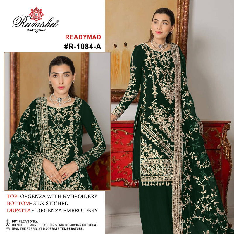 Ramsha D No R 1084 Organza Embroidery Designer Pakistani Suit Collection