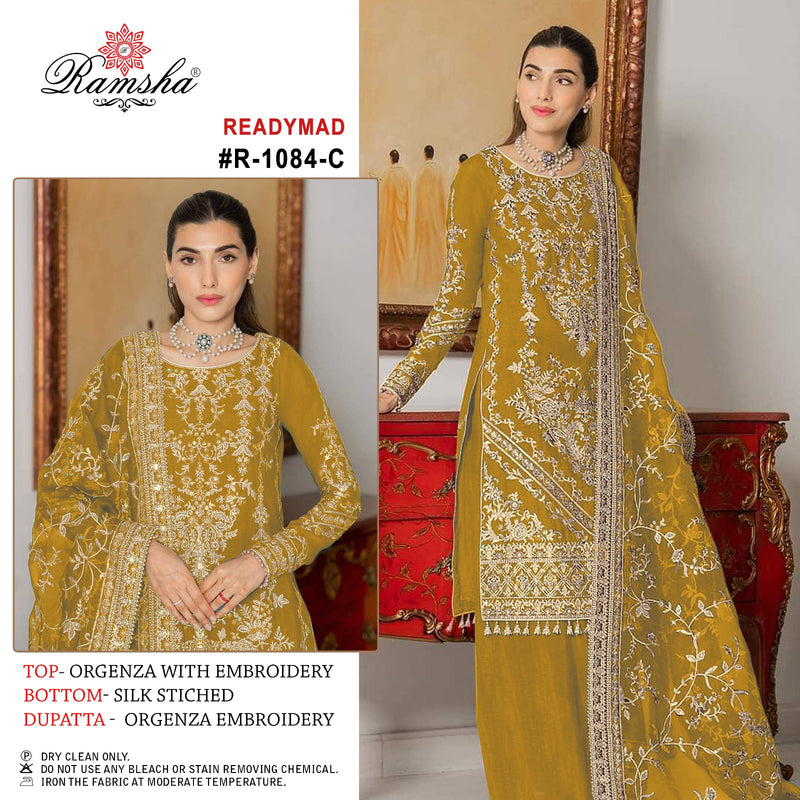 Ramsha D No R 1084 Organza Embroidery Designer Pakistani Suit Collection