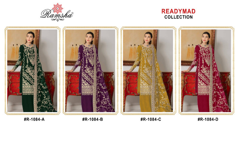 Ramsha D No R 1084 Organza Embroidery Designer Pakistani Suit Collection