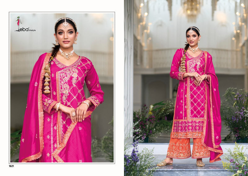 Eba Lifestyle Raahi Silk Heavy Embroidery Work Readymade Plazzo Suit Collection
