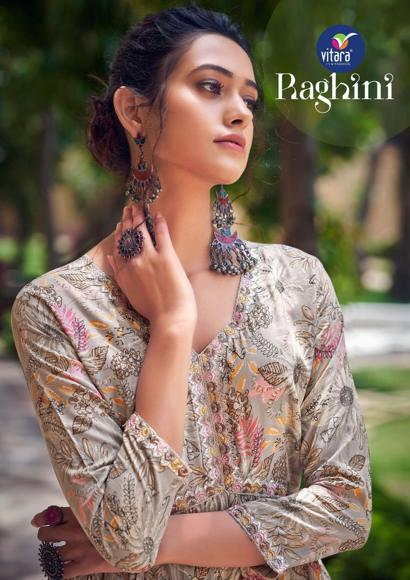 Vitara Fashion Raghini Printed Rayon With Fancy Designer Long Alia Cut Gowns