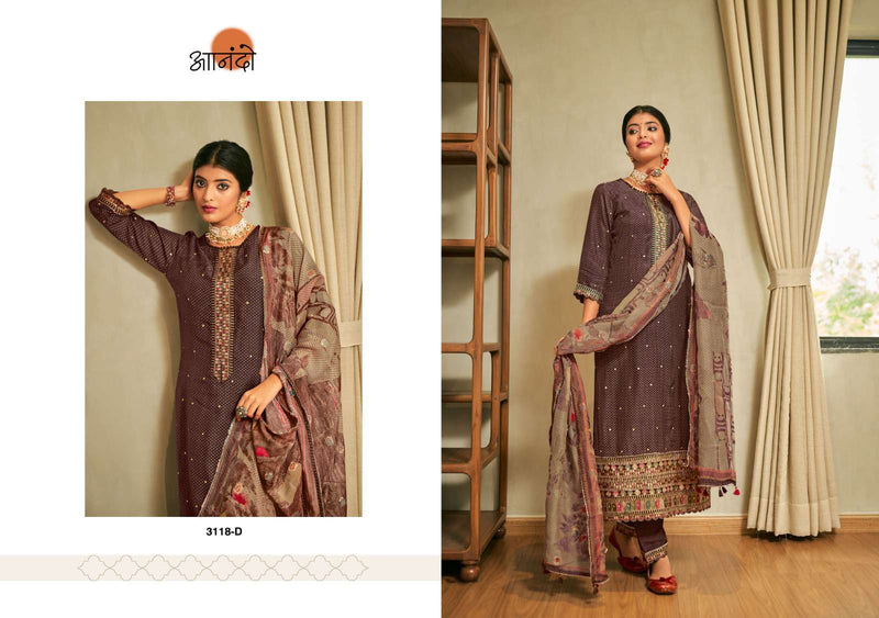 Jay Vijay Rahifa Silk Digital Print With Embroidery Work Designer Suit Collection