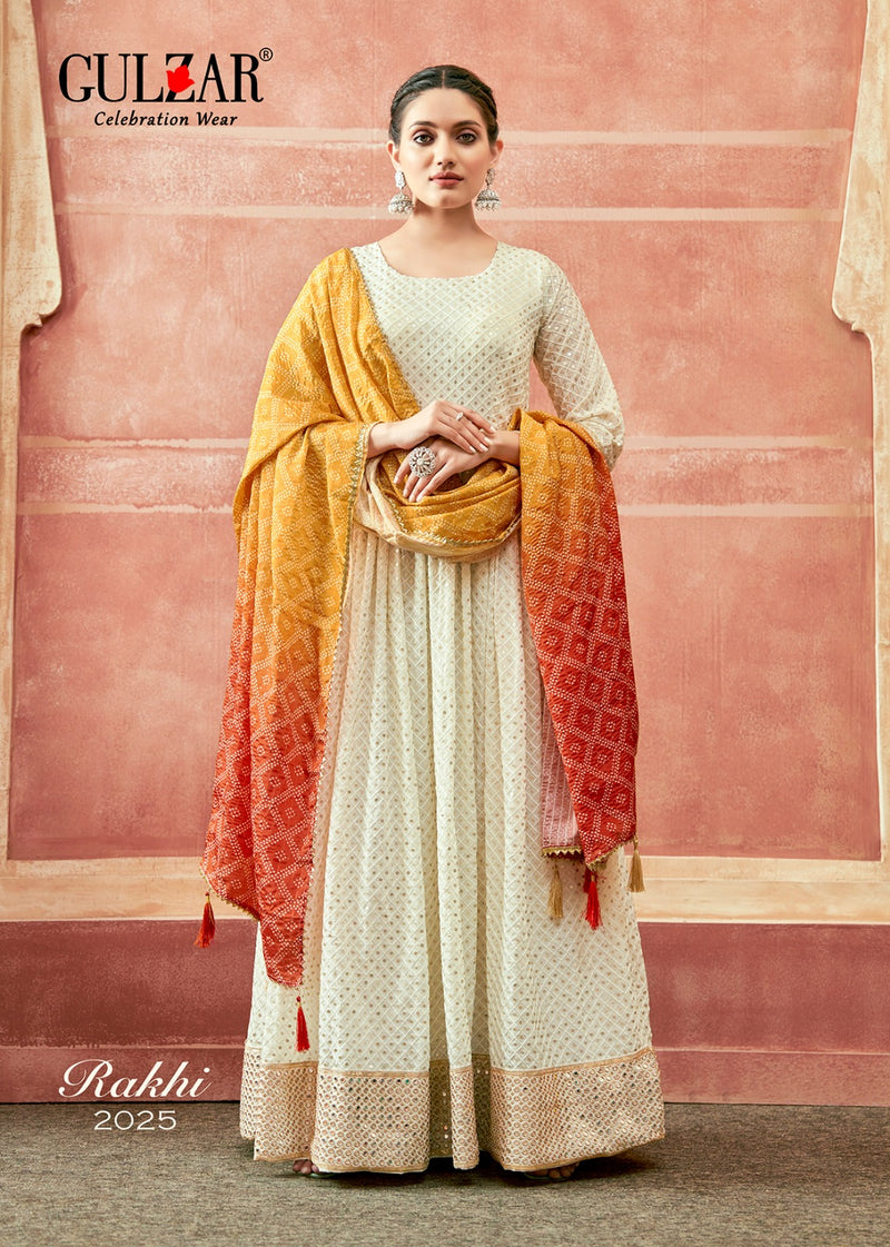 Gulzar Rakhi Fancy Heavy Sequence Designer Anarkali Gown With Dupatta