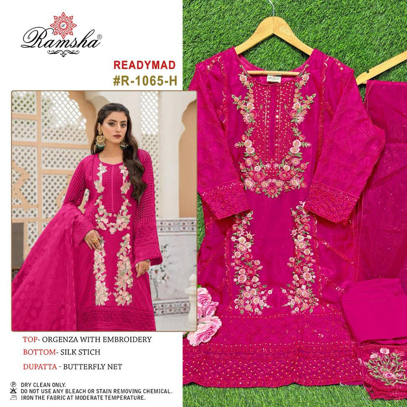 Ramsha R 1065 Dark Chart Organza Embroidery Work Pakistani Suits