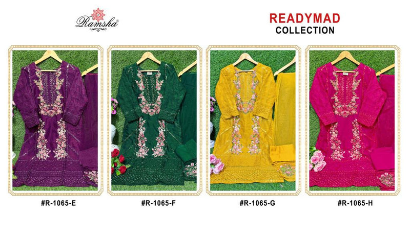 Ramsha R 1065 Dark Chart Organza Embroidery Work Pakistani Suits