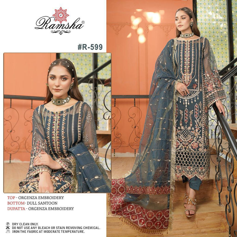 Ramsha D No R 599 Organza With Embroidery Designer Suit Collection