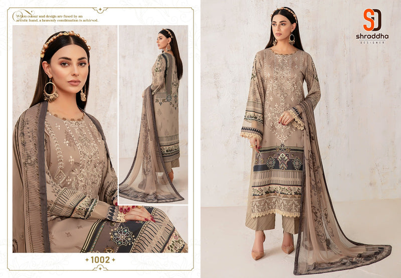 sharaddha Designer Ramsha Vol 1 Lawn Cotton Printed With Heavy Embroidery Work Suits
