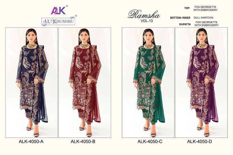 Zaha Ramsha Vol 13 Georgette With Heavy Embroidery Pakistani Suits