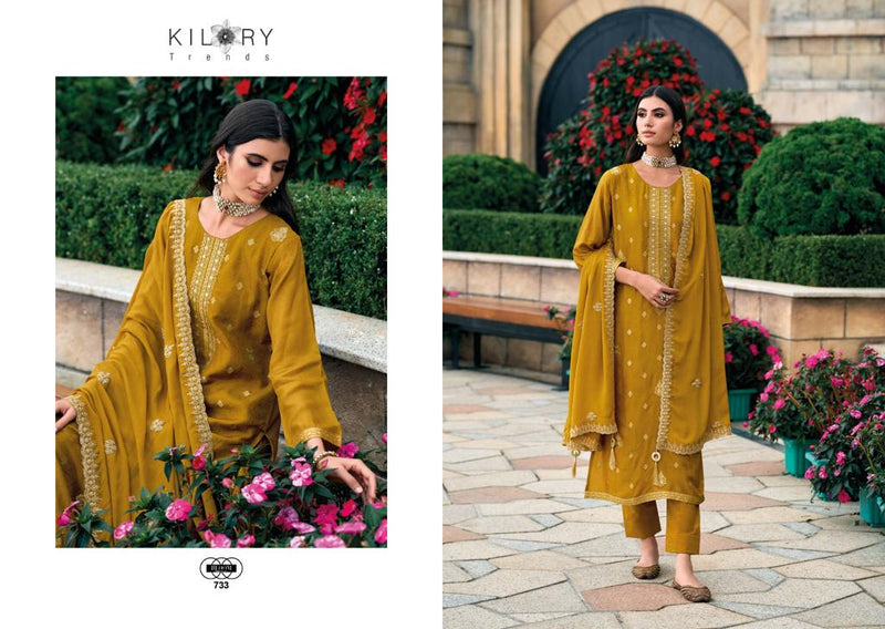 Kilory Trends Rang Bahar Jacquard  With Handwork Fancy Wear Suits