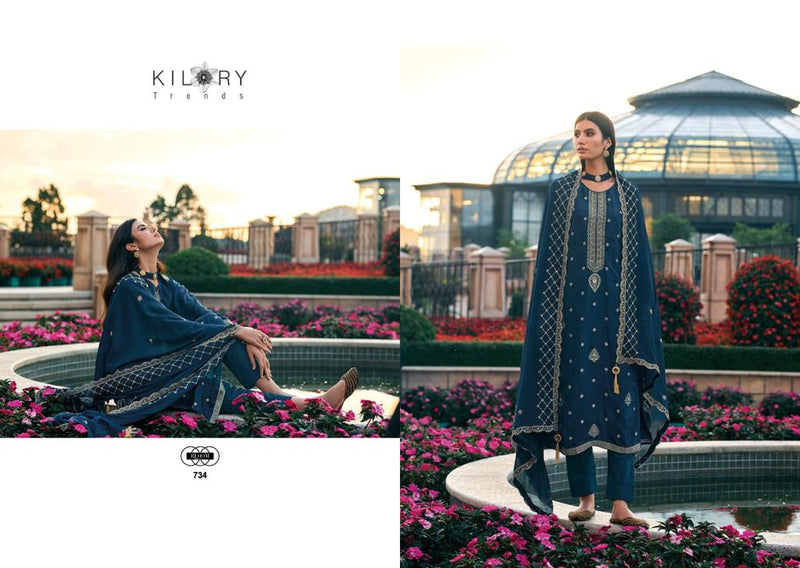 Kilory Trends Rang Bahar Jacquard  With Handwork Fancy Wear Suits