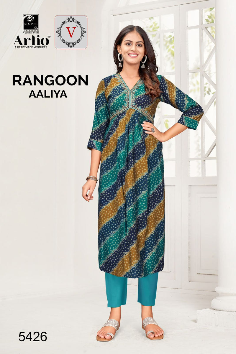 Kapil Trendz Rangoon Modal Print With Alia Cut Casual Wear Readymade Kurti