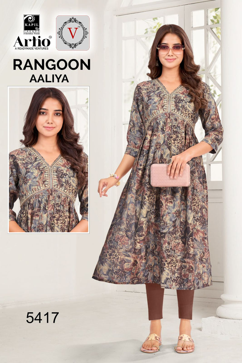 Kapil Trendz Rangoon Modal Print With Alia Cut Casual Wear Readymade Kurti