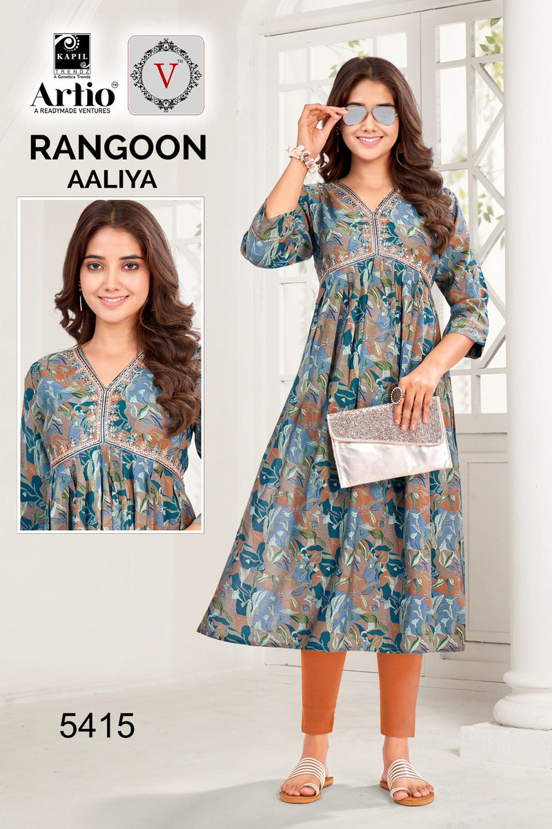 Kapil Trendz Rangoon Modal Print With Alia Cut Casual Wear Readymade Kurti