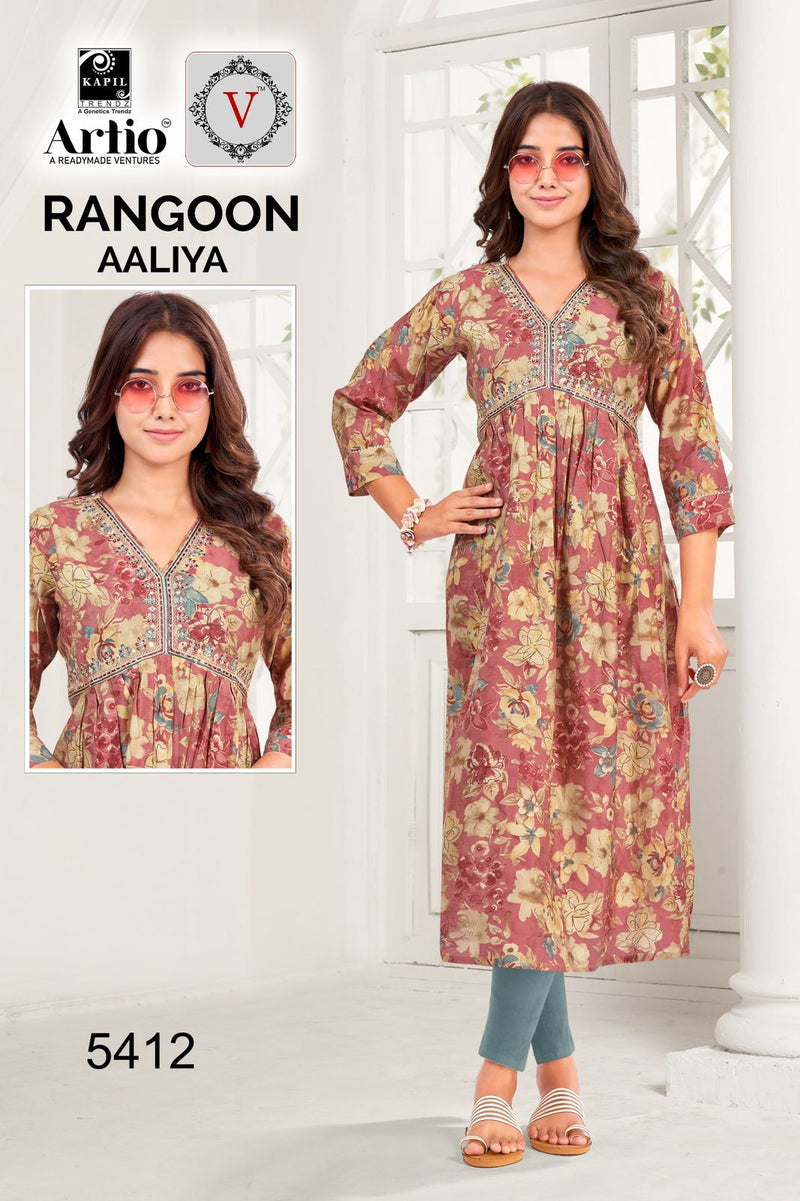 Kapil Trendz Rangoon Modal Print With Alia Cut Casual Wear Readymade Kurti