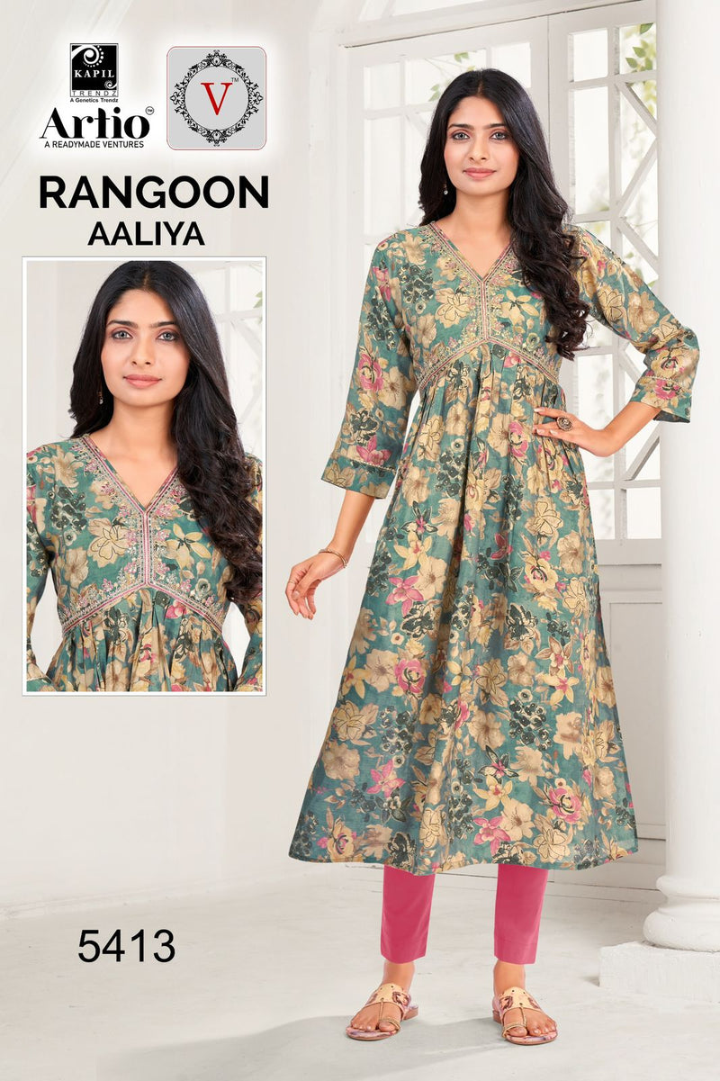 Kapil Trendz Rangoon Modal Print With Alia Cut Casual Wear Readymade Kurti