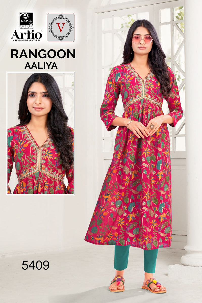 Kapil Trendz Rangoon Modal Print With Alia Cut Casual Wear Readymade Kurti