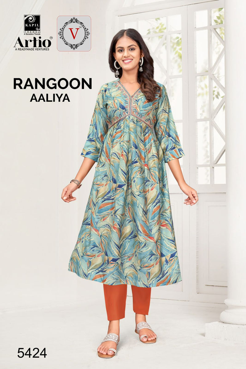 Kapil Trendz Rangoon Modal Print With Alia Cut Casual Wear Readymade Kurti