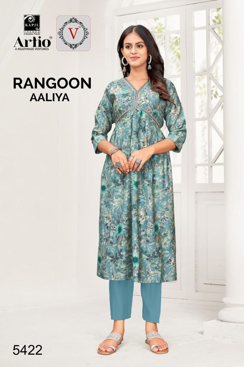 Kapil Trendz Rangoon Modal Print With Alia Cut Casual Wear Readymade Kurti