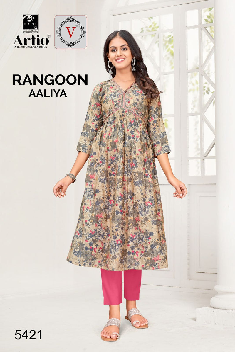 Kapil Trendz Rangoon Modal Print With Alia Cut Casual Wear Readymade Kurti