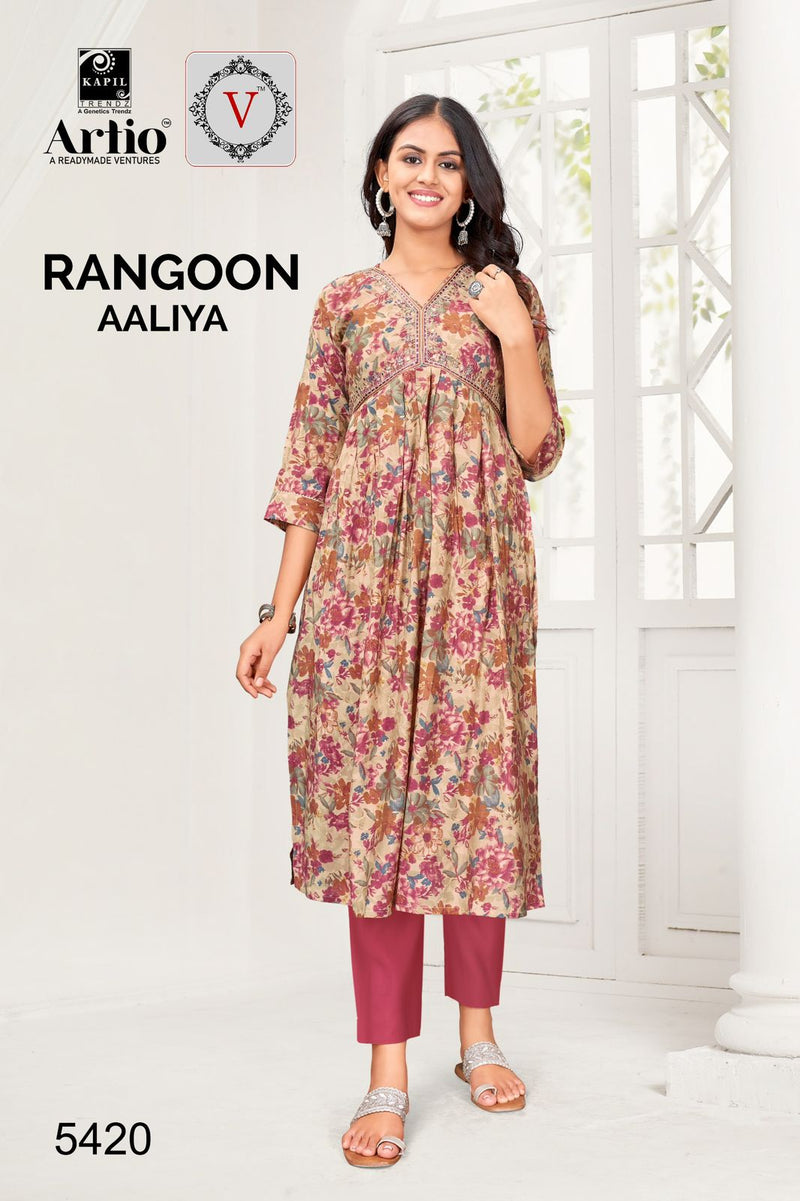 Kapil Trendz Rangoon Modal Print With Alia Cut Casual Wear Readymade Kurti