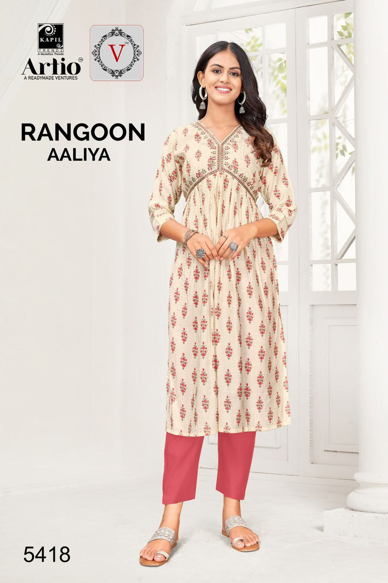 Kapil Trendz Rangoon Modal Print With Alia Cut Casual Wear Readymade Kurti