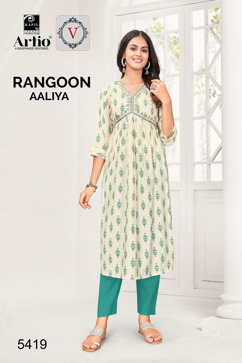 Kapil Trendz Rangoon Modal Print With Alia Cut Casual Wear Readymade Kurti