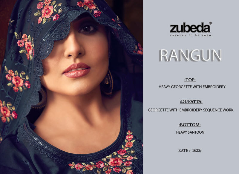 Zubeda Rangun Georgette Heay Beautiful Embroidery Designer Salwar Suits