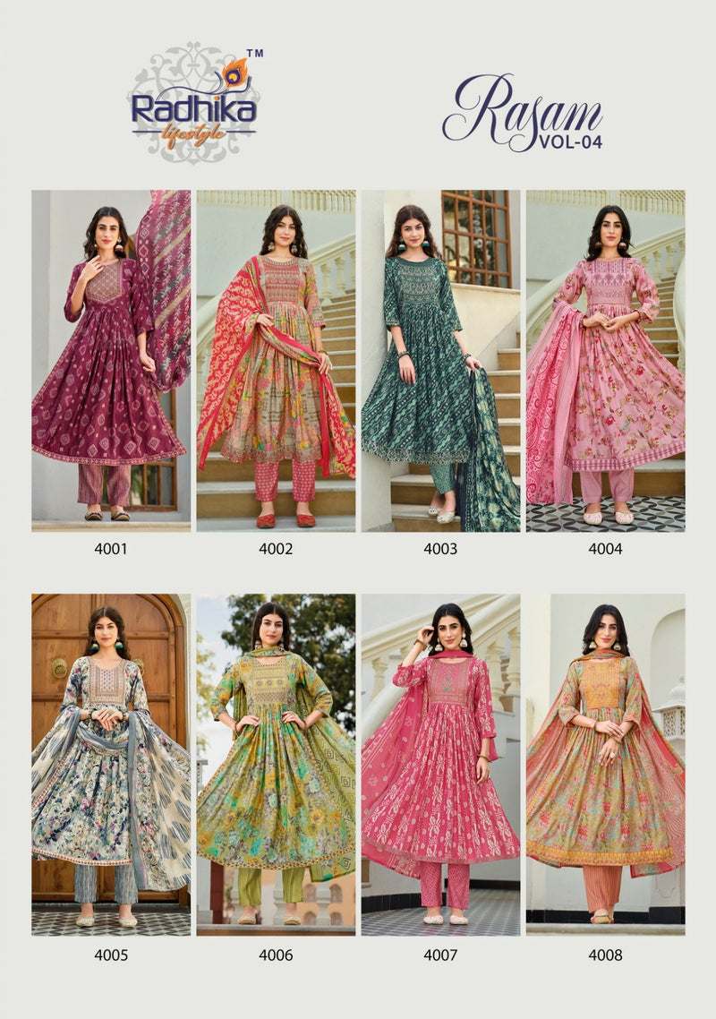 Radhika Life Style Rasam Vol 4 Muslin Printed Fancy Kurti Combo Set