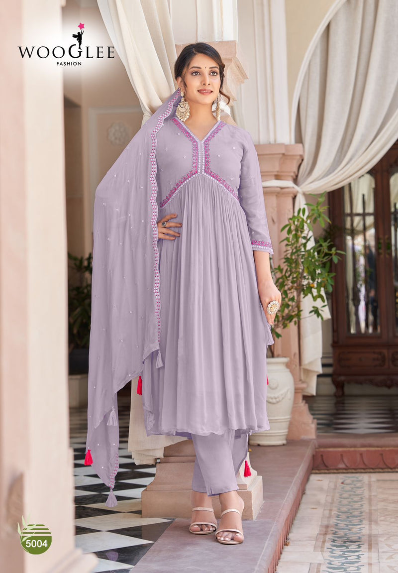 Wooglee Reeva Chinon With Handwork And Embroidery Work Kurti Collection