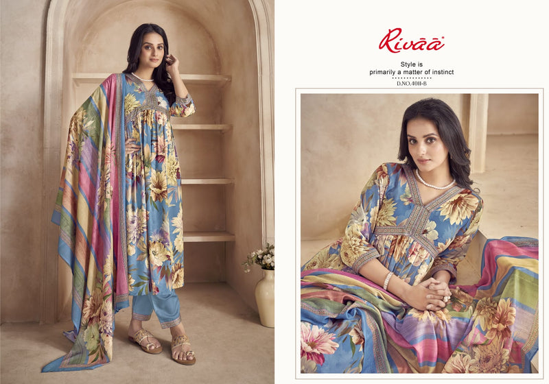 Rivaa Priniti Heavy Jam Satin Digital Print Fancy Salwar Suits