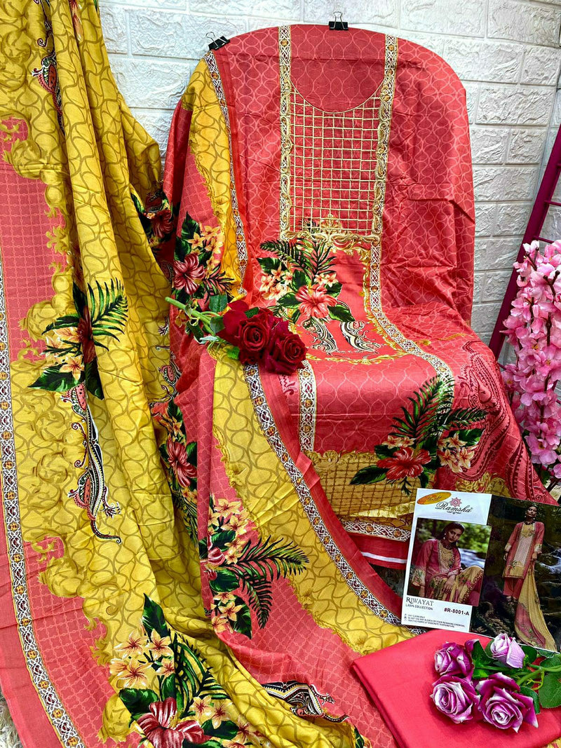 Ramsha Riwayat Lawn Collection Cambric Cotton Fancy Embroidery Salwar Kameez