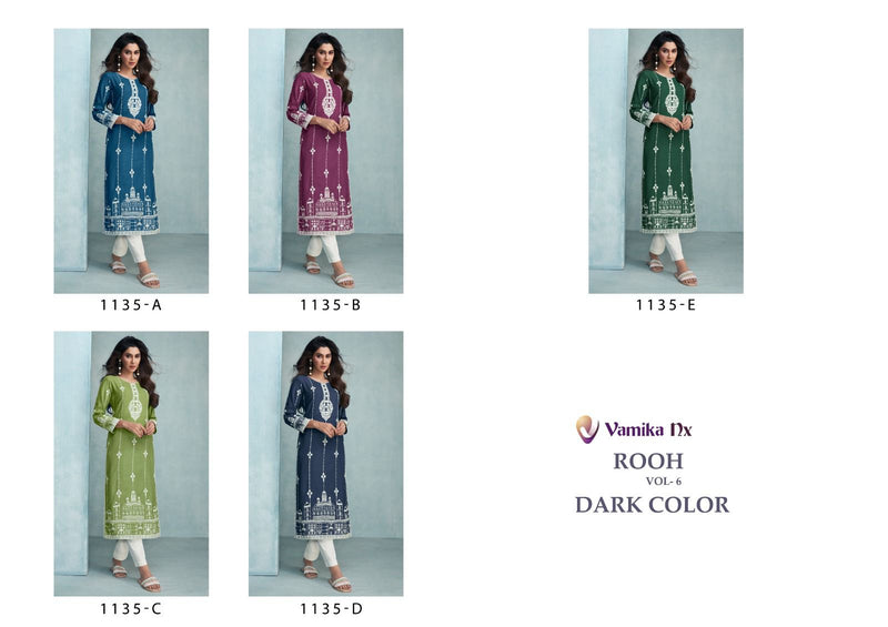 Vamika Nx Rooh Vol 6 Dark Color Viscose Rayon Fancy Designer Kurti With Pant Collection