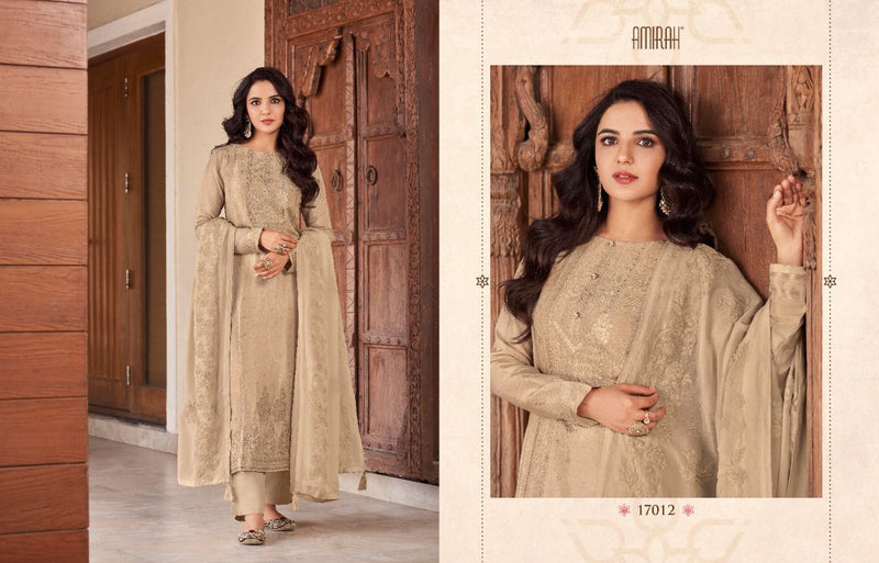 Amirah Roop Pure Viscose Dola Jacquard Heavy Embroidered Suits
