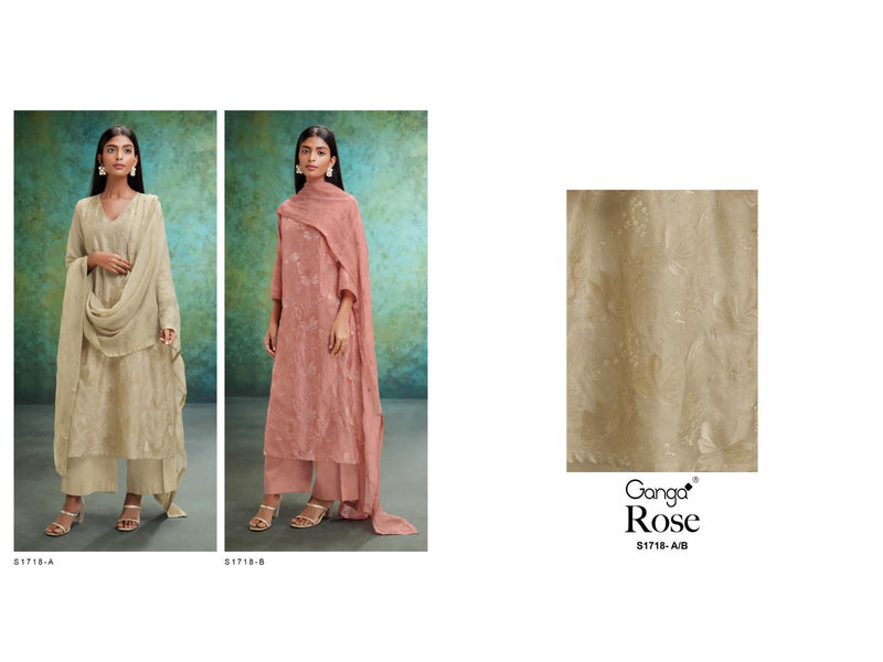 Ganga Rose 1718 Russian Silk With Embroidery Designer Fancy Salwar Suits