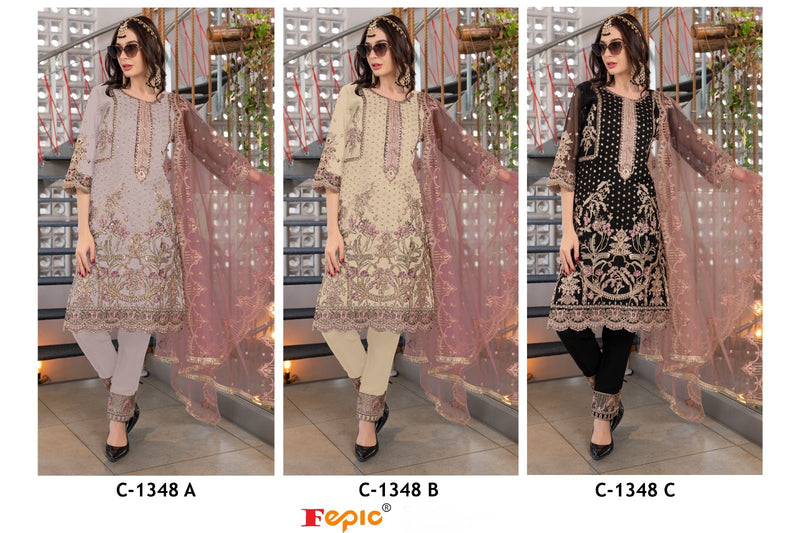 Fepic Rosemeen C 1348 Organza Embroidered Fancy Pakistani Suits