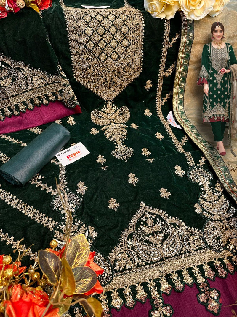 Fepic Rosemeen C 1271 Velvet With Heavy Embroidery Designer Salwar Kameez